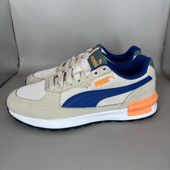 Puma Graviton Retro Youth Kids Sneakers Shoes Size 4C Cream Blue Orange - Picture 3 of 8